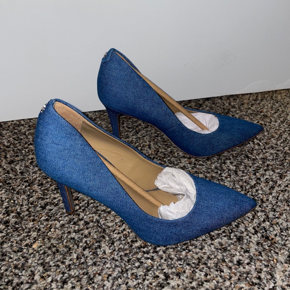 Sam Edelman Hazel Indigo Denim Pump Pointy Toe Heel Women's Size 6